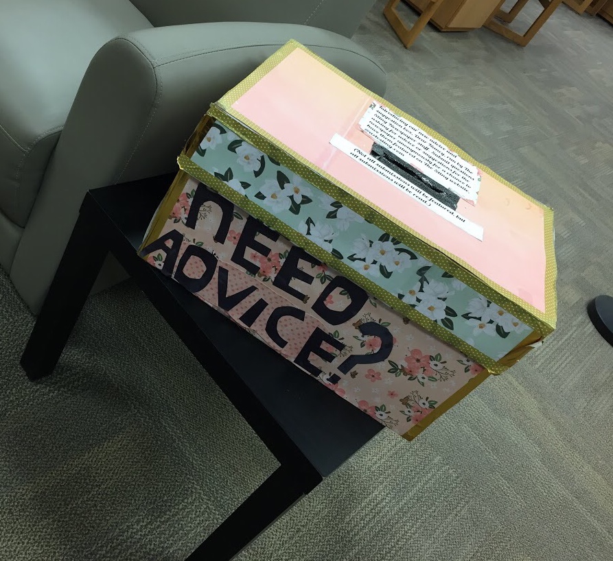 Advice box located in library.