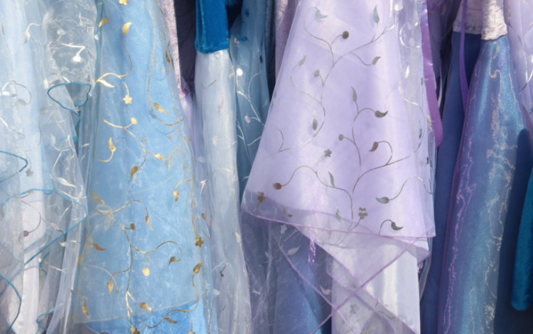 Prom dresses on a rack