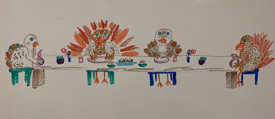 Drawing+of+turkeys+at+a+Thanksgiving+celebration+by+Arianna+Pardue