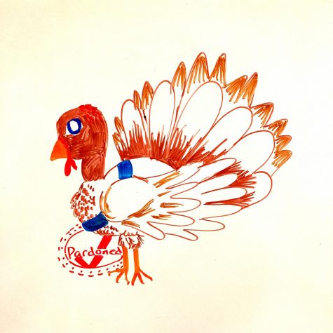 Drawing of a pardoned turkey by Arianna Pardue
