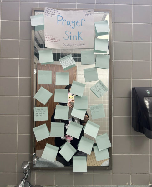 The prayer mirror located in the C Hall women bathroom