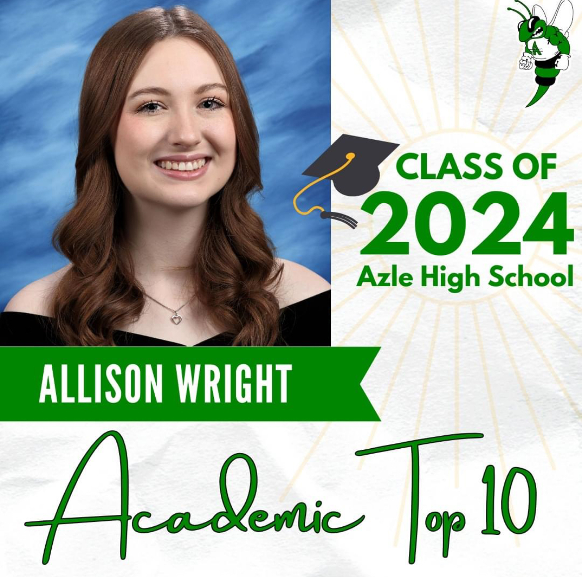 Senior Allison Wright a student on the Academic Top Ten. Photo Courtesy of Azle ISD.