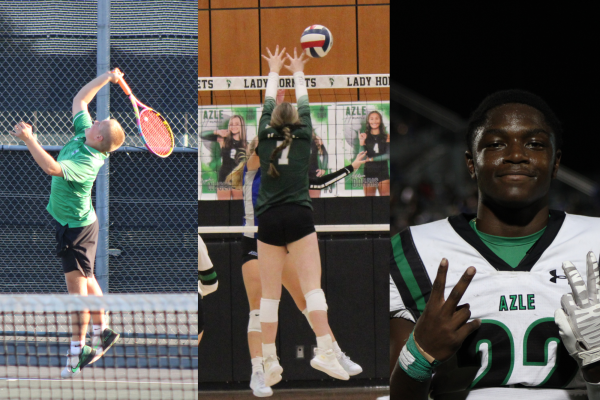 Pictured L-R, Freshmen Hudson Carroll, Abbie Yochum and King Stephens in their varsity uniforms. Photos 1 & 3 by Becca Trammell, Photo 2 by Serenity Valdez.