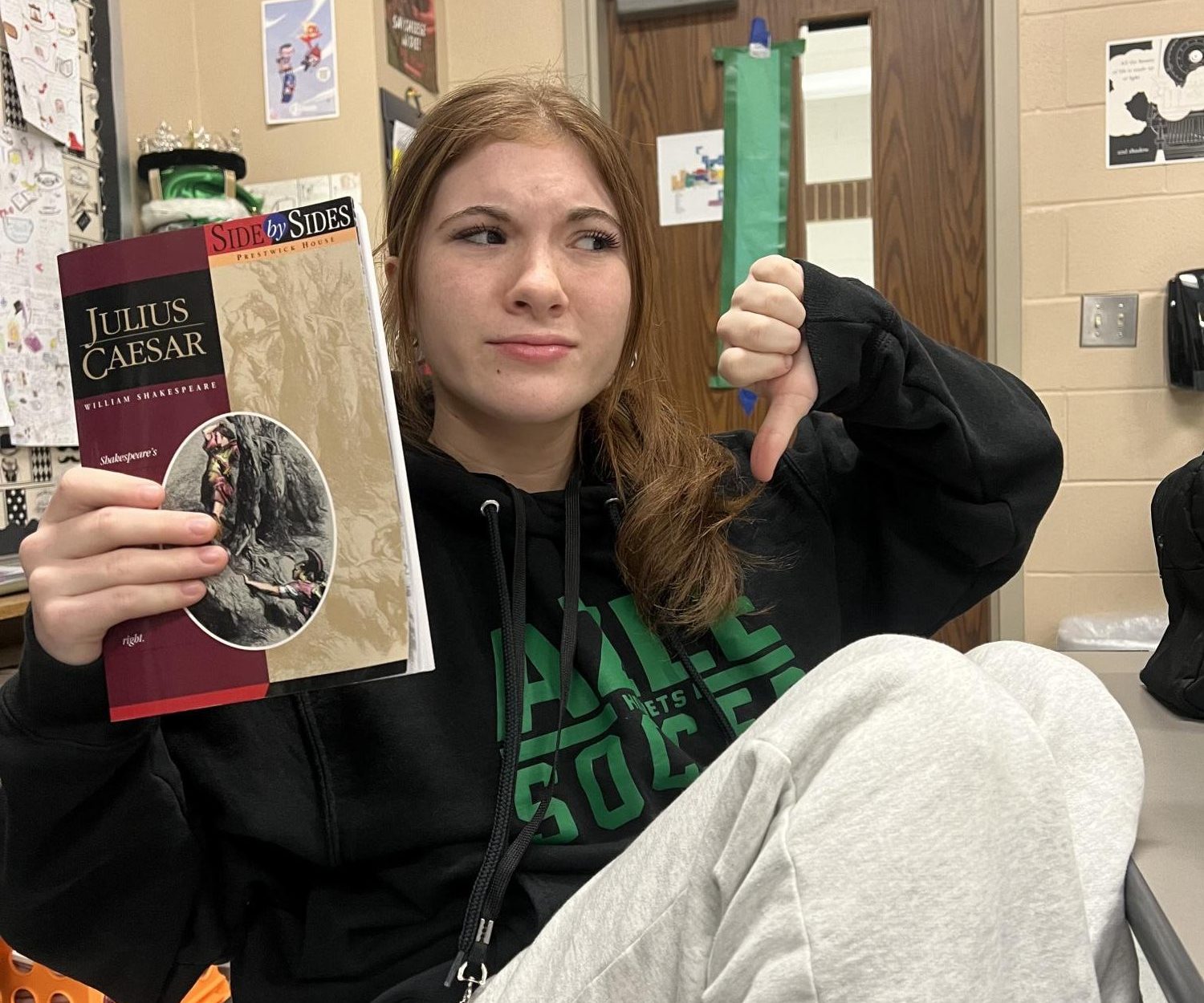 Zoe is upset about reading Julius Caesar