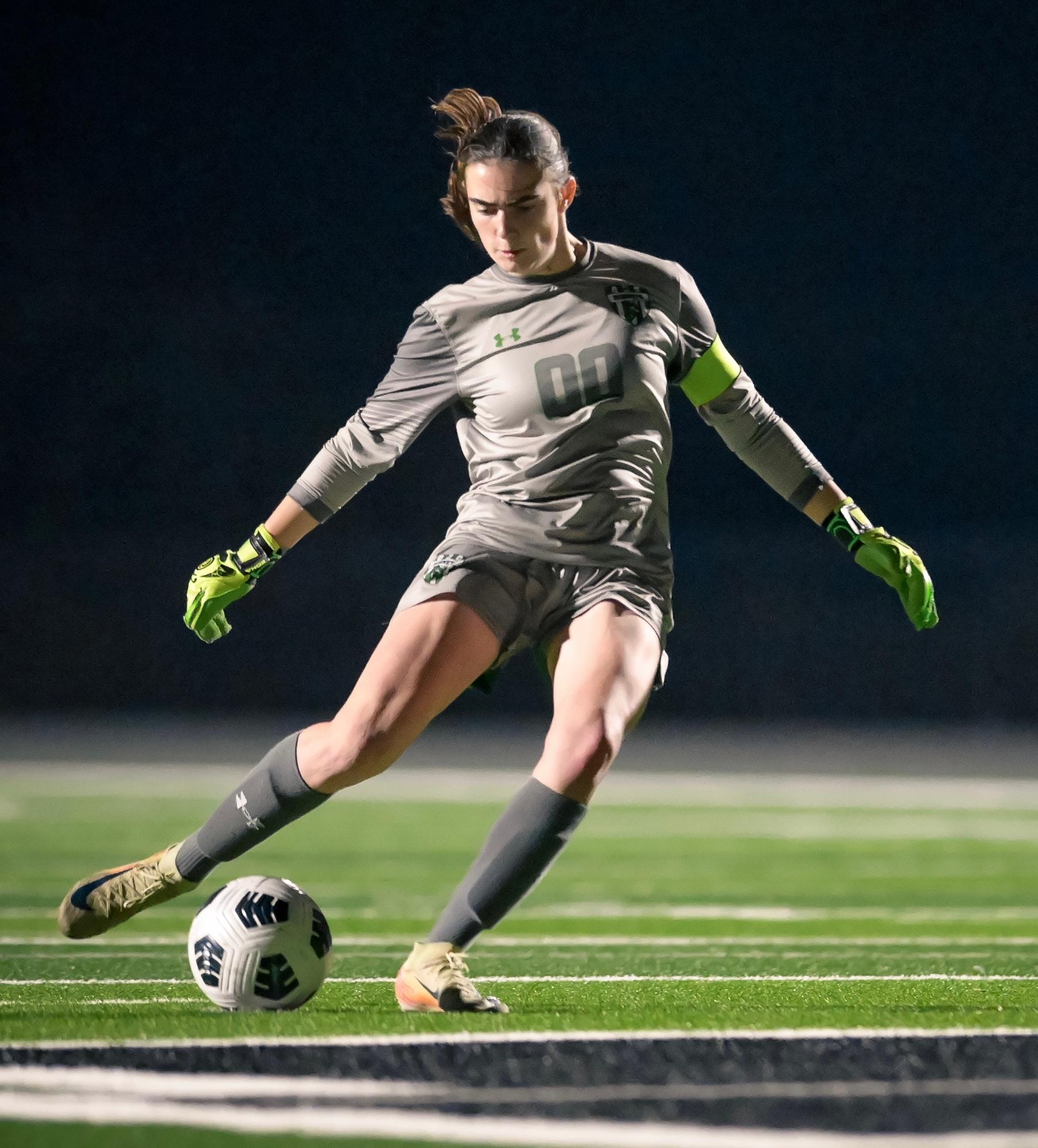 Senior Emma Nelson is a goalkeeper for Azle soccer. Photo courtesy of Chapa Photography.