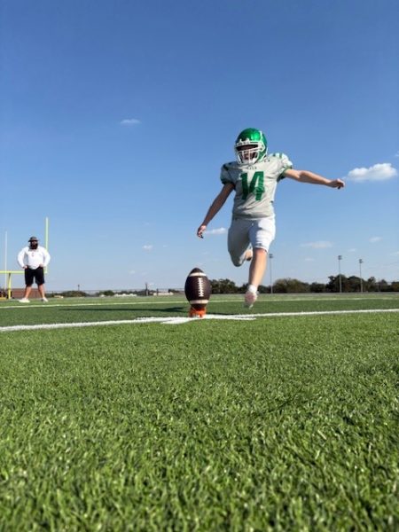 Freshman Madisyn Hicks at a recent practice. Photo courtesy of football coach Jason Vines.