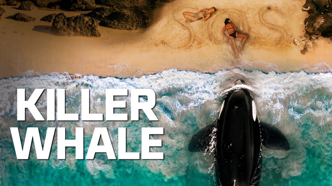 Killer Whale (2026) movie poster featuring Ceto the Whale, Trish, and Maddie. Photo Courtesy of Lionsgate.
