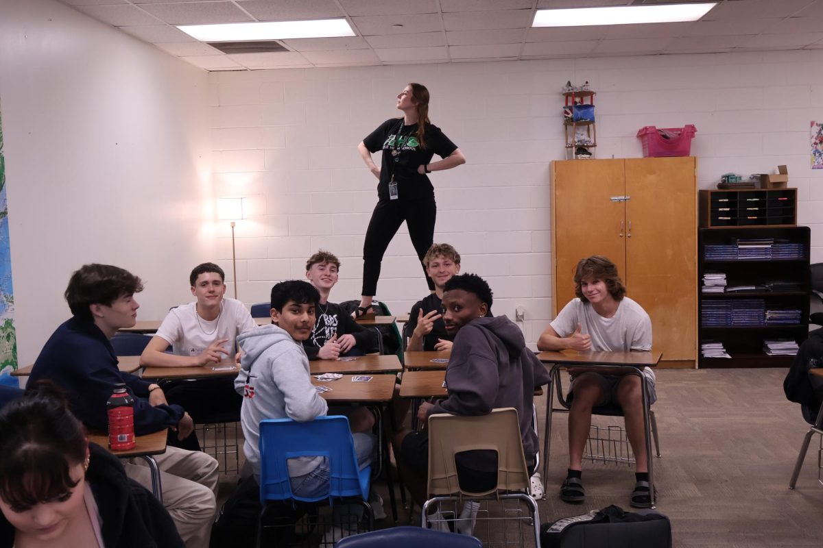 Ms. Lozano lording over her students.