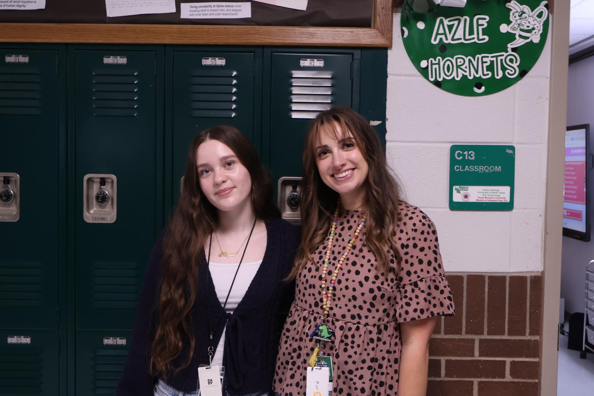 Haylee Collins and English Teacher Mrs. Hastings pose for a photo.